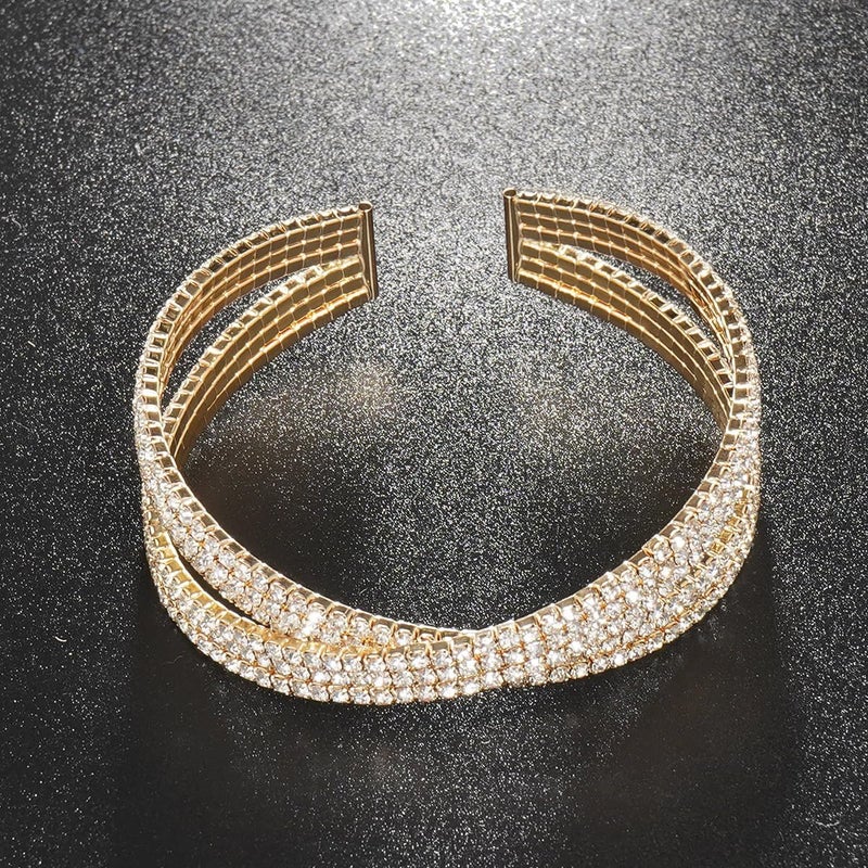 Suyi Rhinestone Bracelet Multilayer Gold Cuff Bracelet for Women Crystal Braidal Bracelets - Image 5